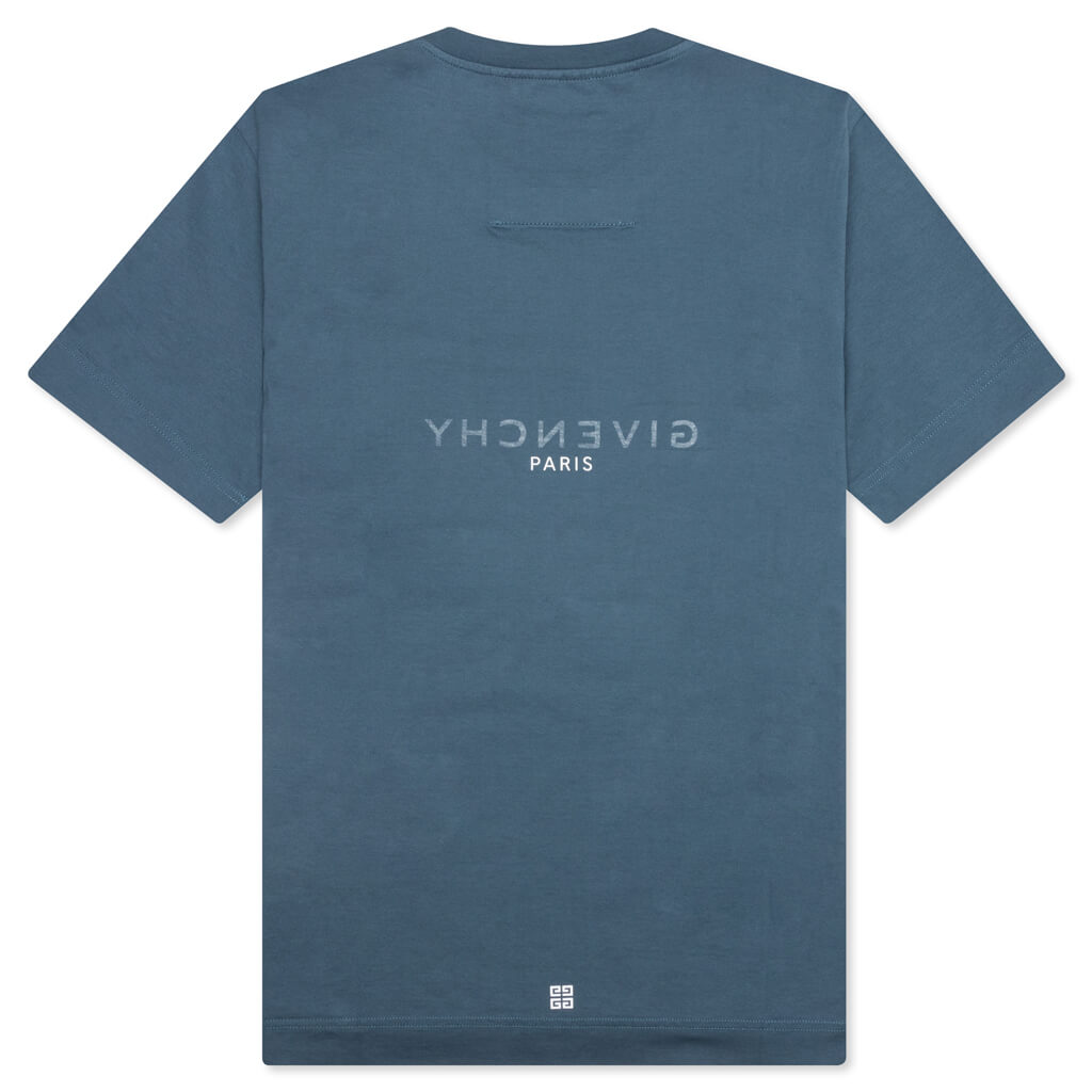 Slim Fit Reverse Print T-Shirt - Military Blue