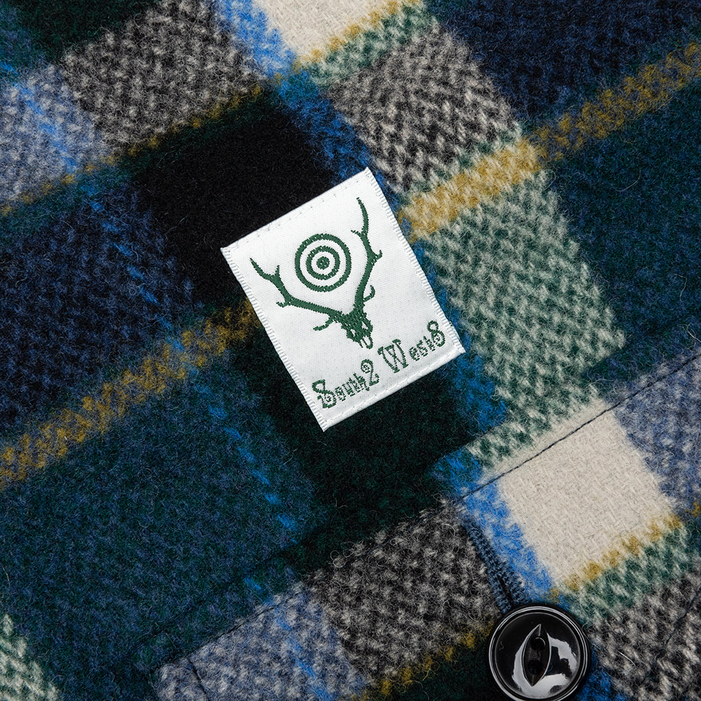Smokey Wool Melton Plaid Shirt - Green