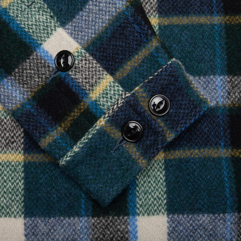 Smokey Wool Melton Plaid Shirt - Green