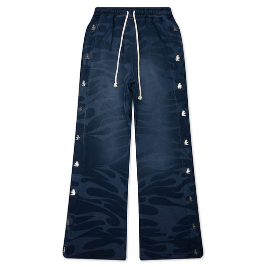 Snap Sweatpants with Flame - Black