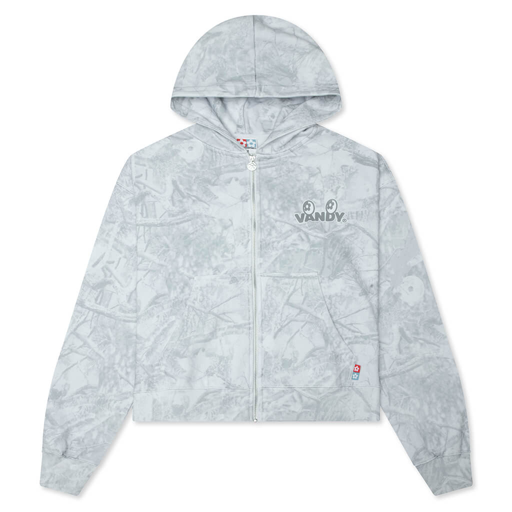 Snow Camo Eye Logo Zip-Up Hoodie - Washed White