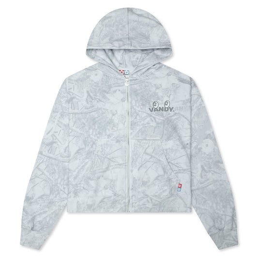 Snow Camo Eye Logo Zip-Up Hoodie - Washed White