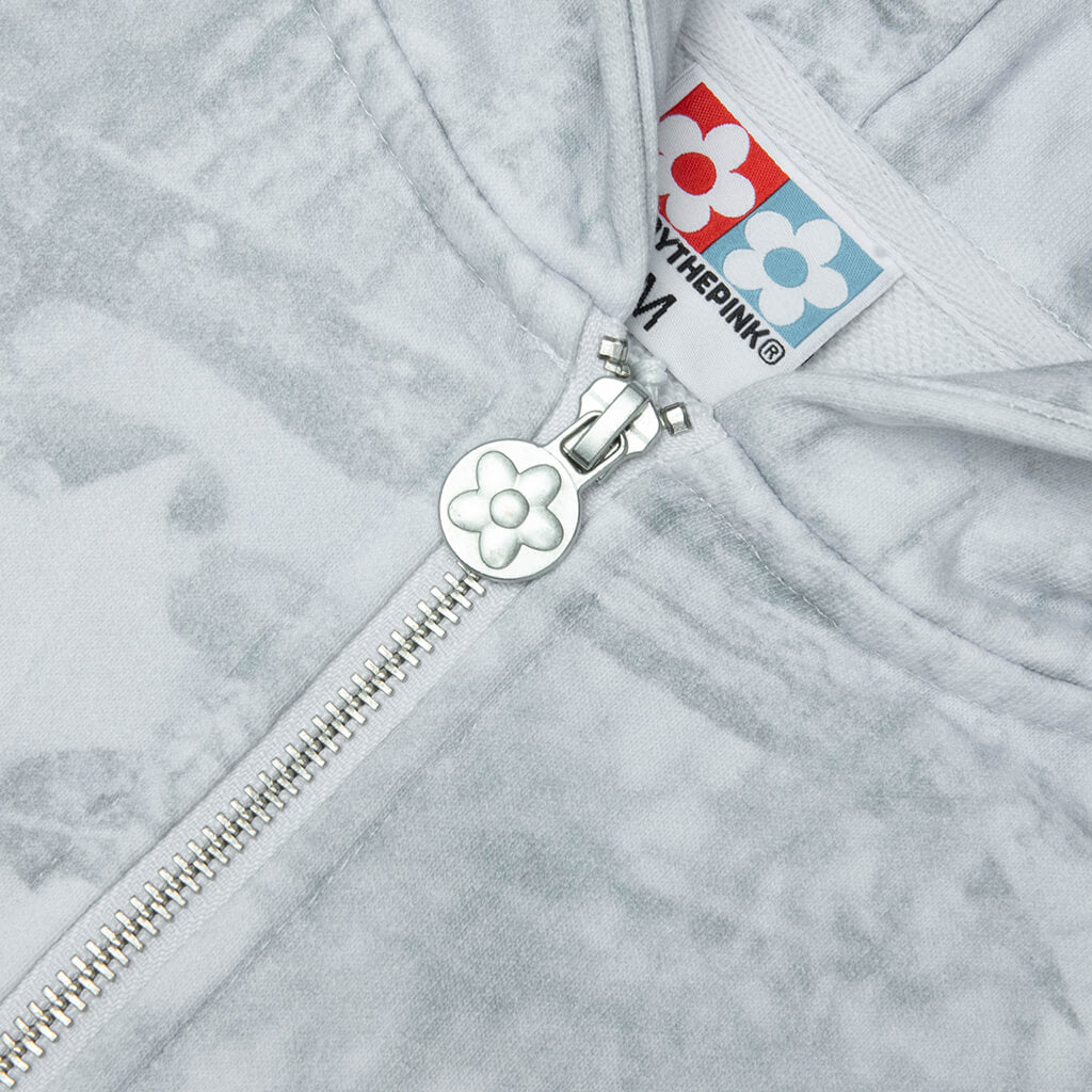 Snow Camo Eye Logo Zip-Up Hoodie - Washed White