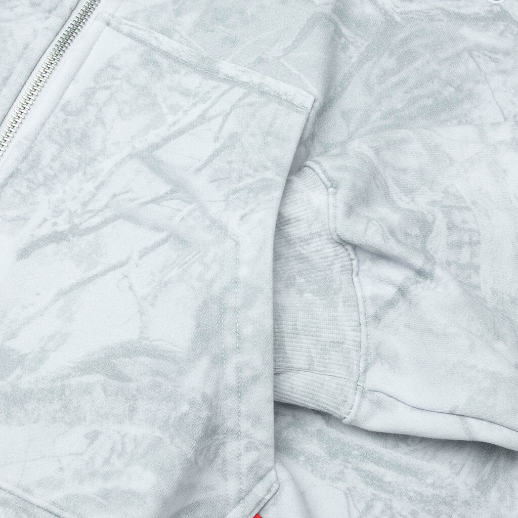 Snow Camo Eye Logo Zip-Up Hoodie - Washed White