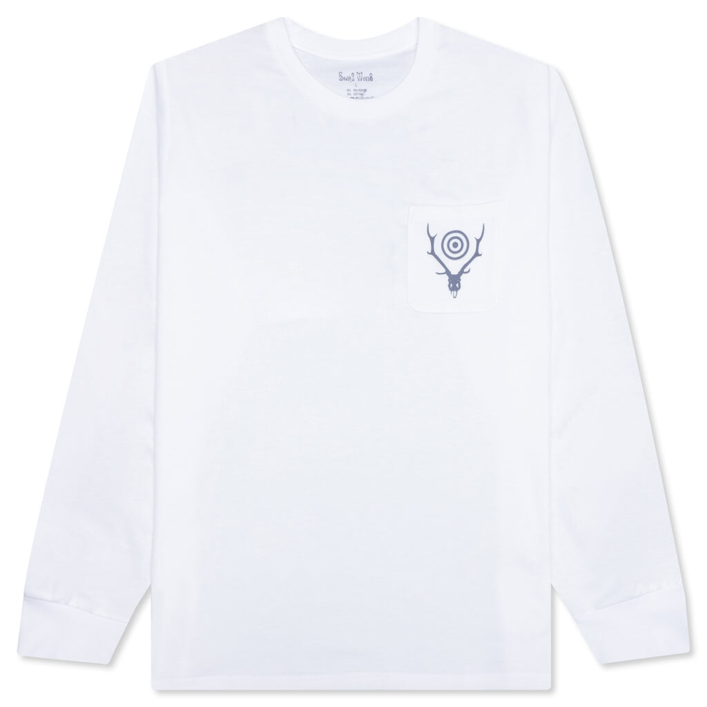 L/S Round Pocket Tee - White