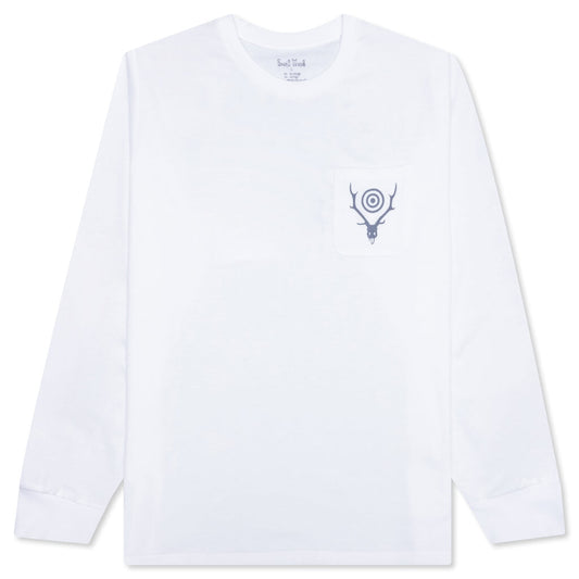 L/S Round Pocket Tee - White