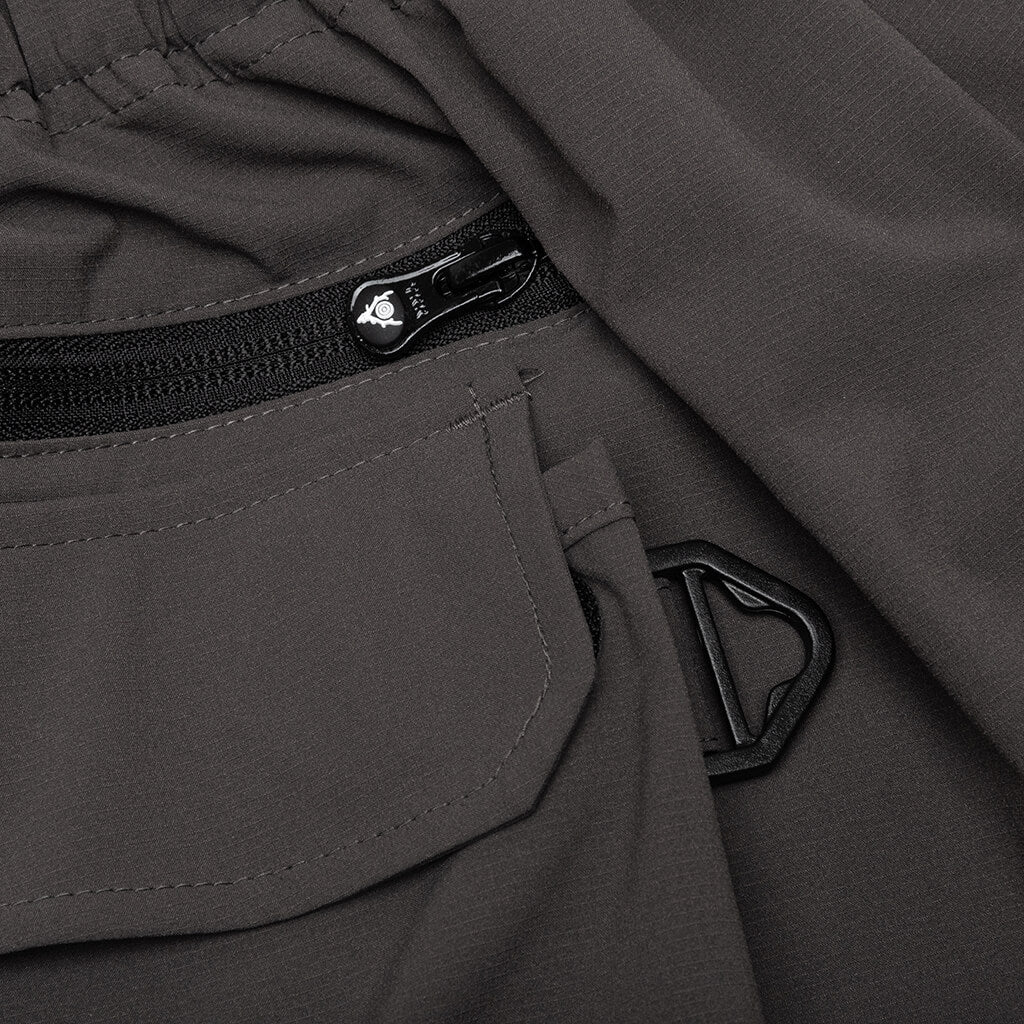 Multi-Pocket Belted 2 Way Pant - Charcoal