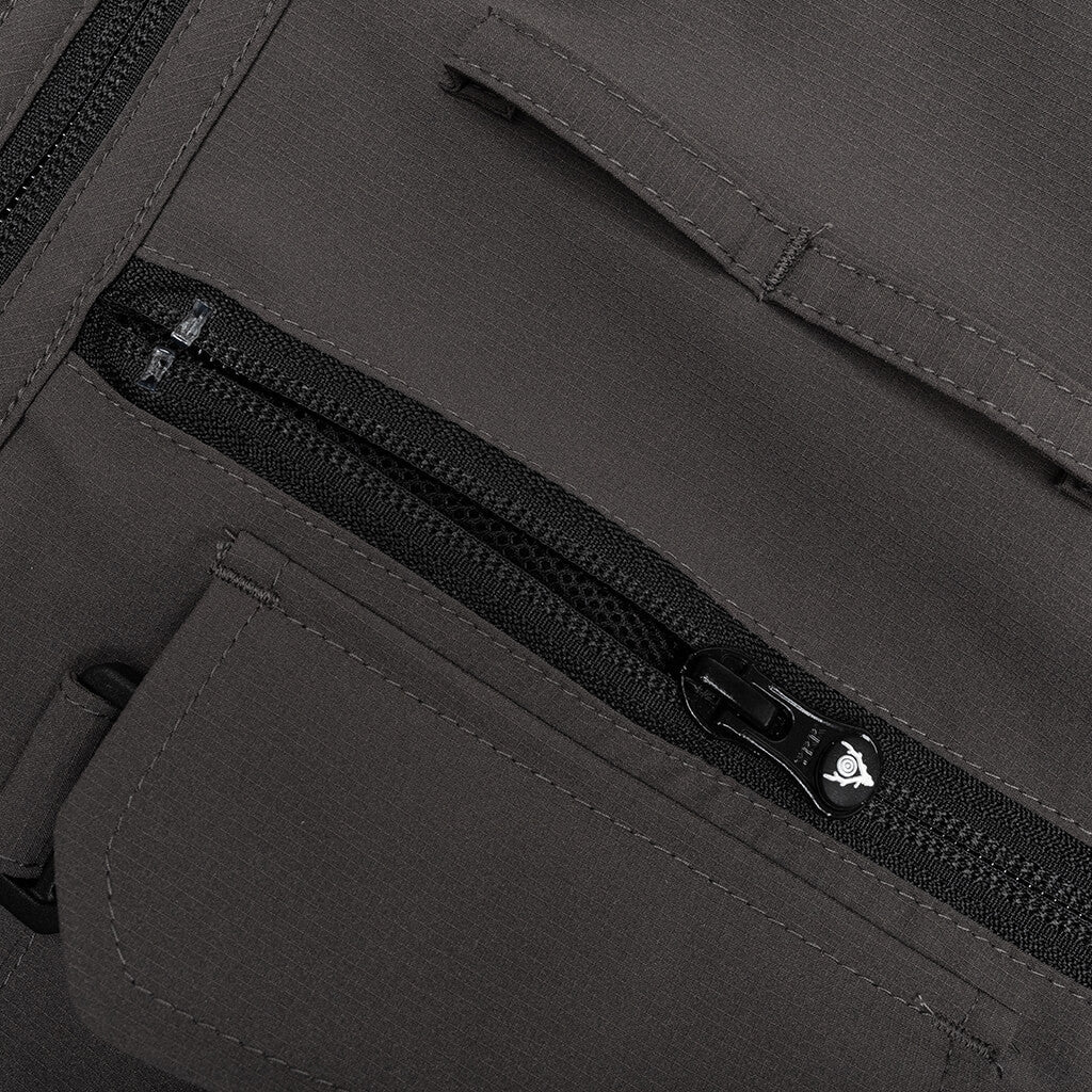 Multi-Pocket Zipped 2 Way Jacket - Charcoal