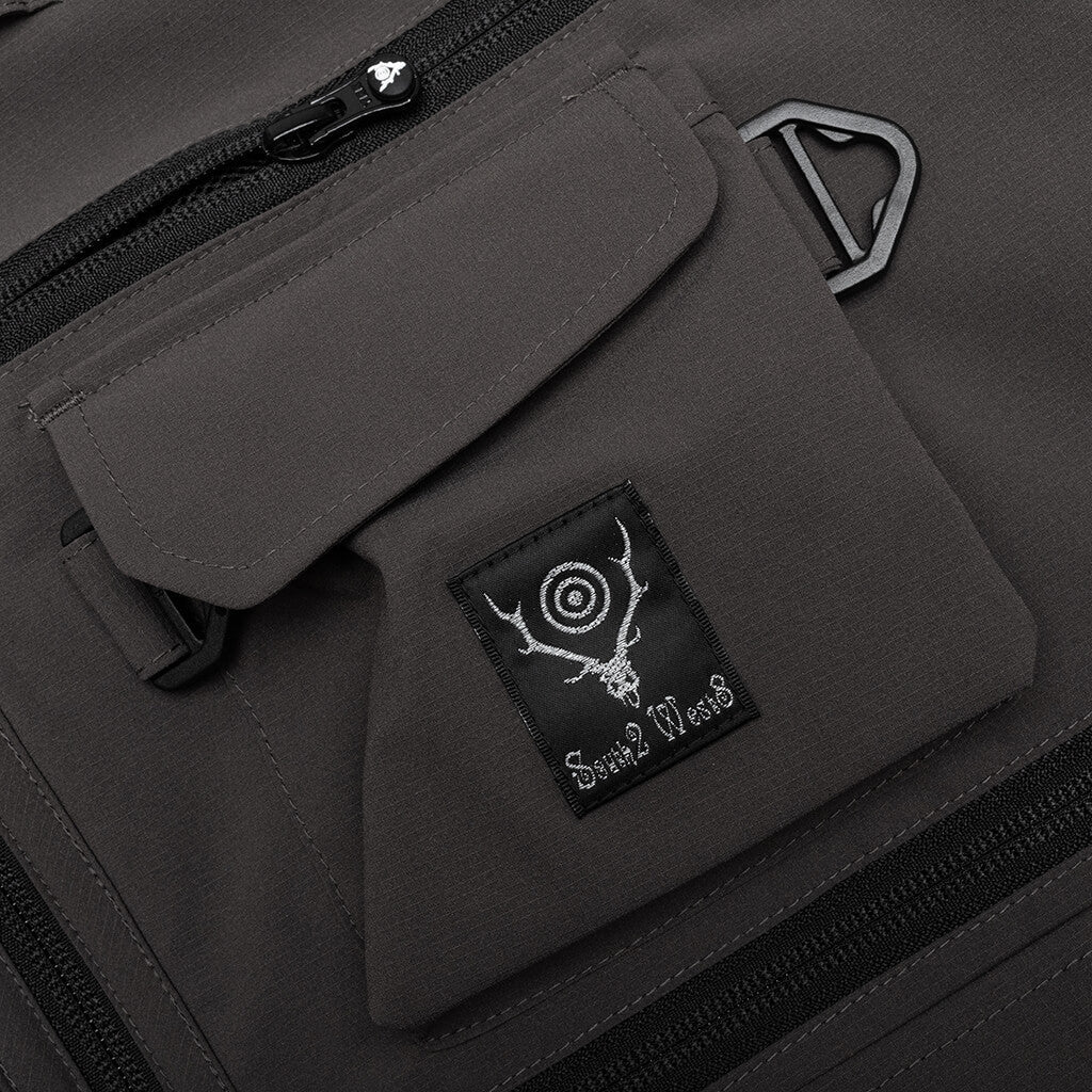Multi-Pocket Zipped 2 Way Jacket - Charcoal