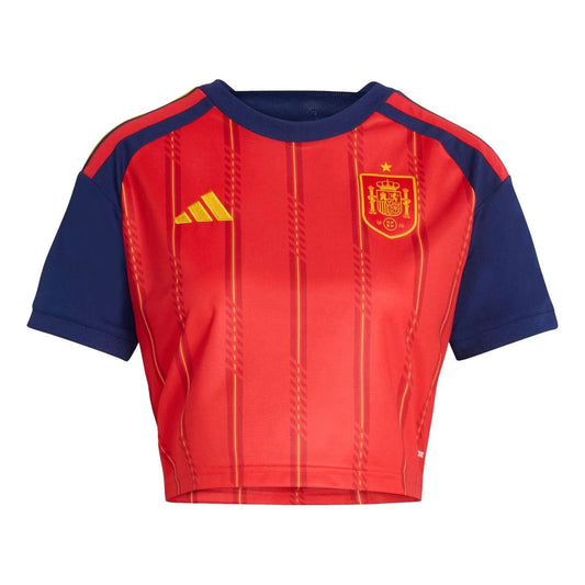 (WMNS) adidas Spain 26 Home Cropped Jersey Asia Sizing 'Vivid Red' KE8079