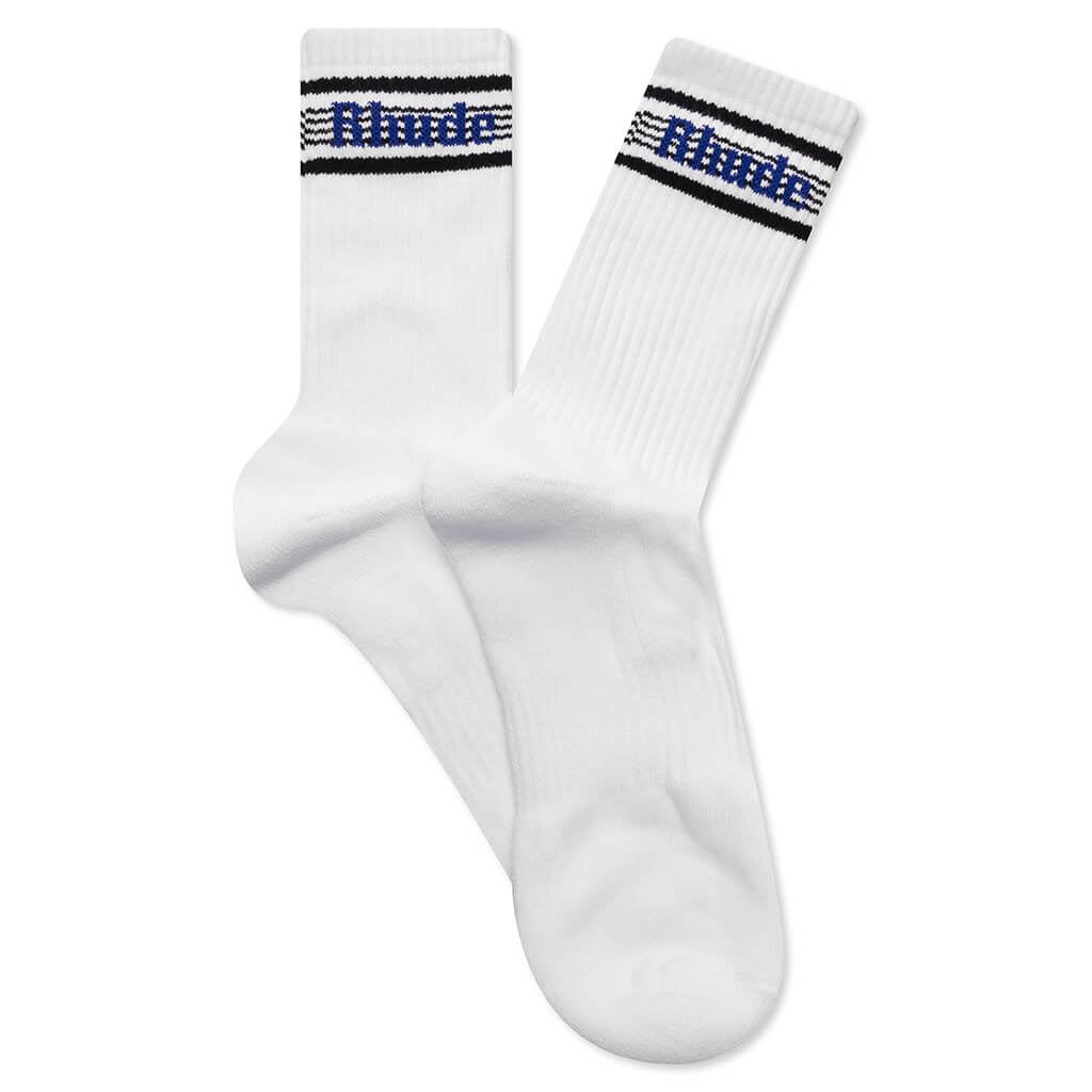 Speed Stripe Sock - White/Black/Blue