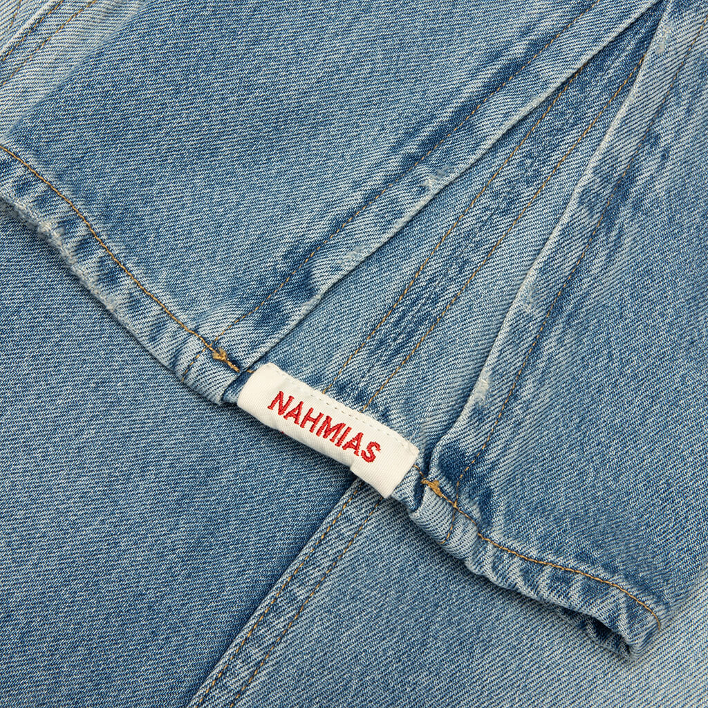 Split Seam Straight Leg Jean - Light Indigo Wash