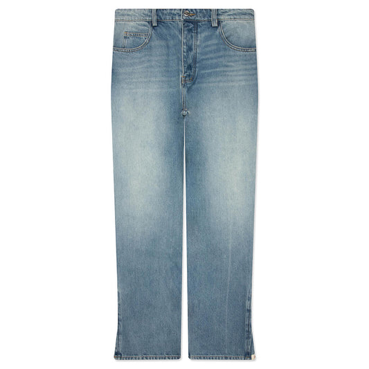 Split Seam Straight Leg Jean - Light Indigo Wash