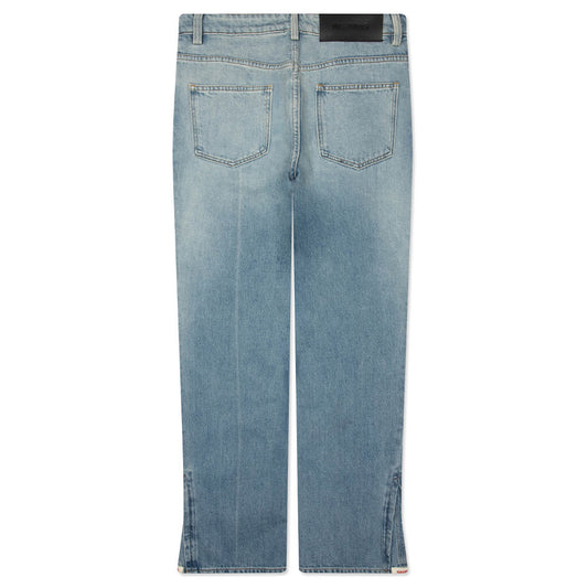 Split Seam Straight Leg Jean - Light Indigo Wash