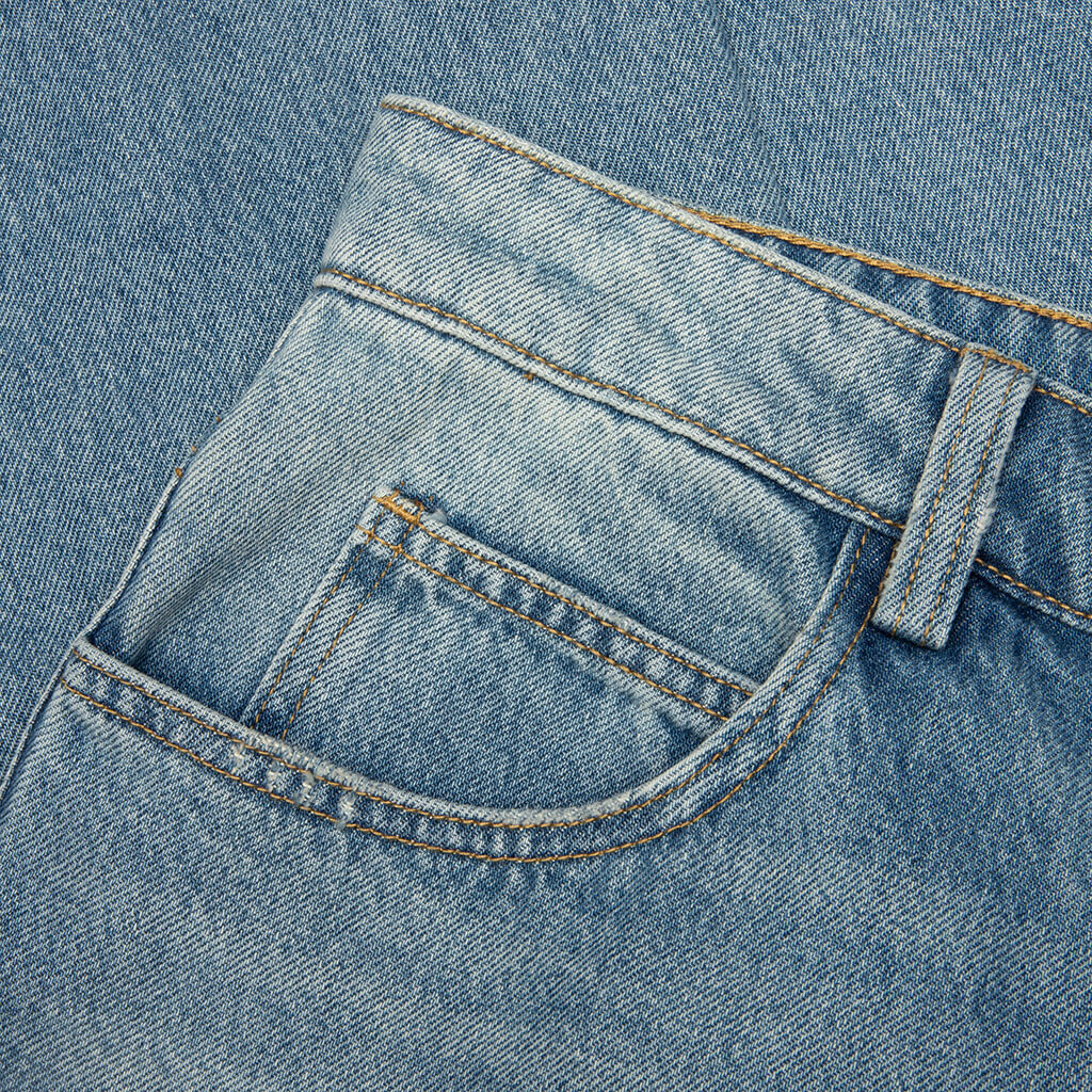 Split Seam Straight Leg Jean - Light Indigo Wash