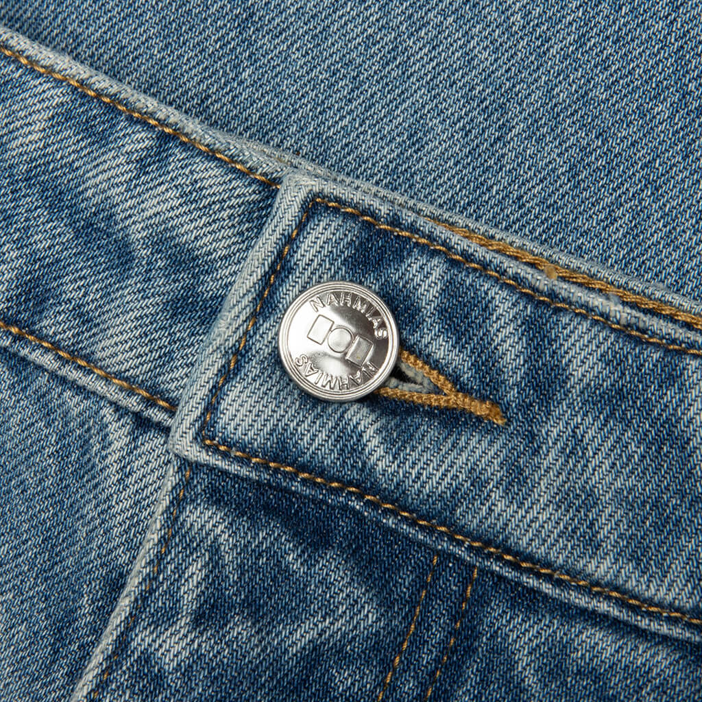 Split Seam Straight Leg Jean - Light Indigo Wash