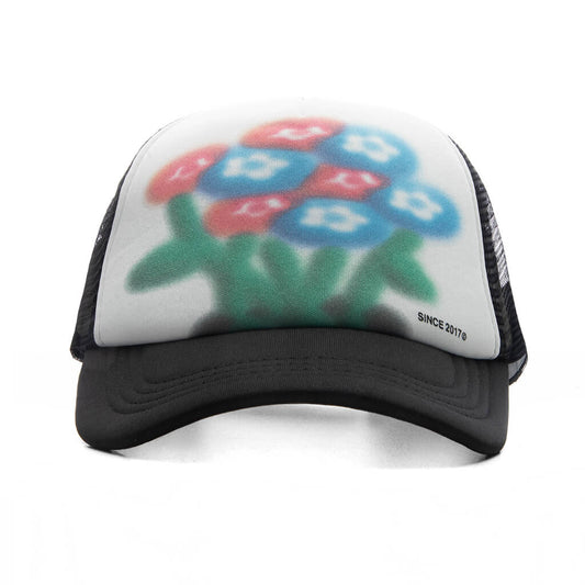 AirBrush Flower Trucker Hat - Black