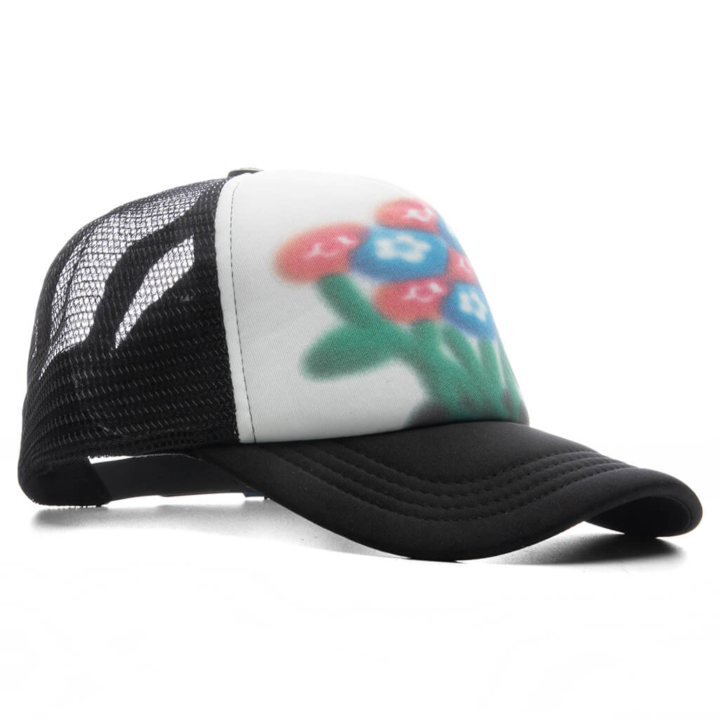 AirBrush Flower Trucker Hat - Black