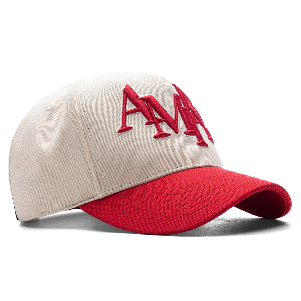 Staggered Amiri Canvas Hat - Alabaster/Red