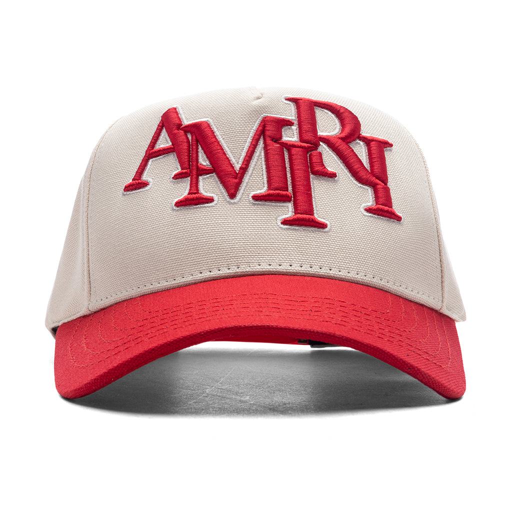 Staggered Amiri Canvas Hat - Alabaster/Red