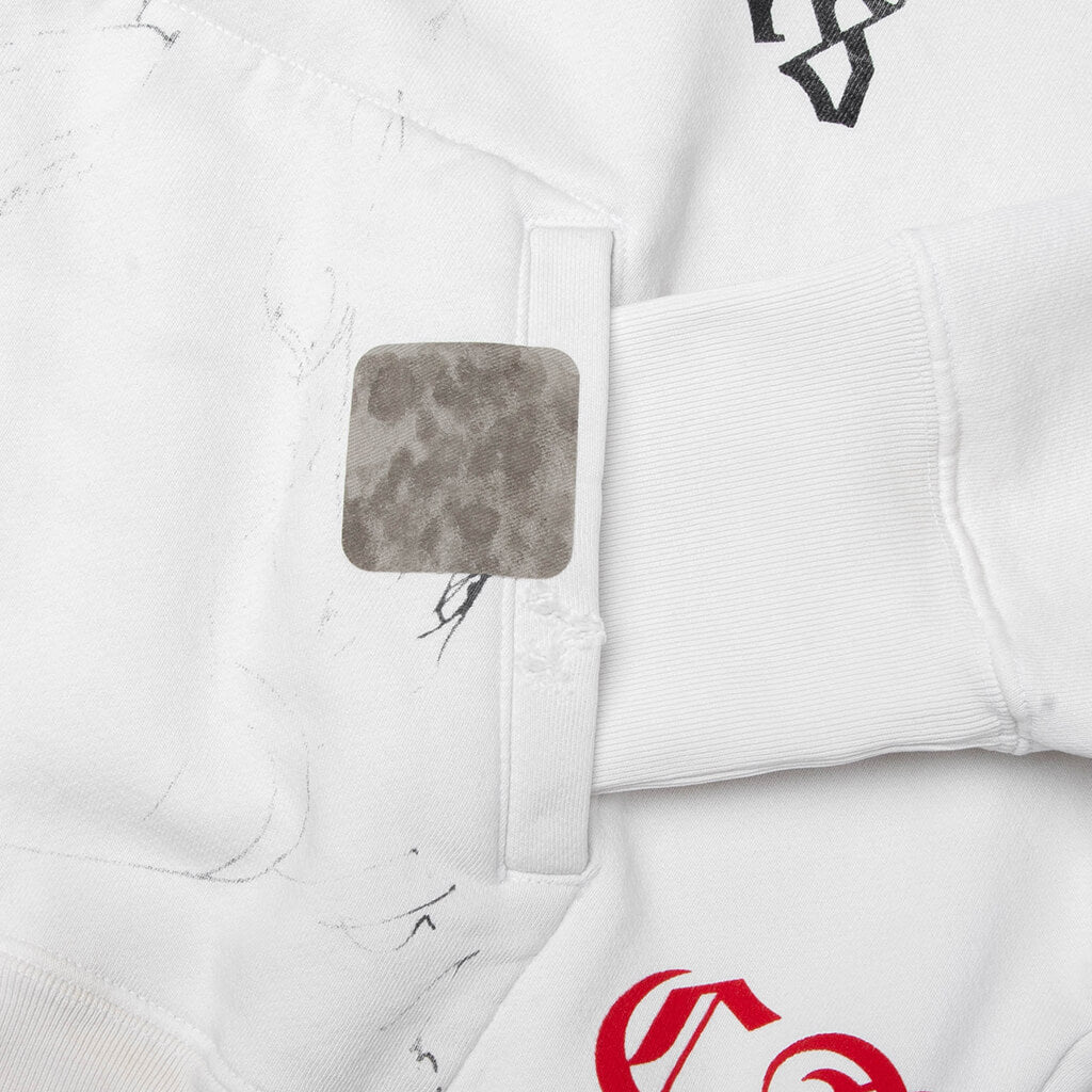 Stamp Zip-Up Hoodie - Vintage White