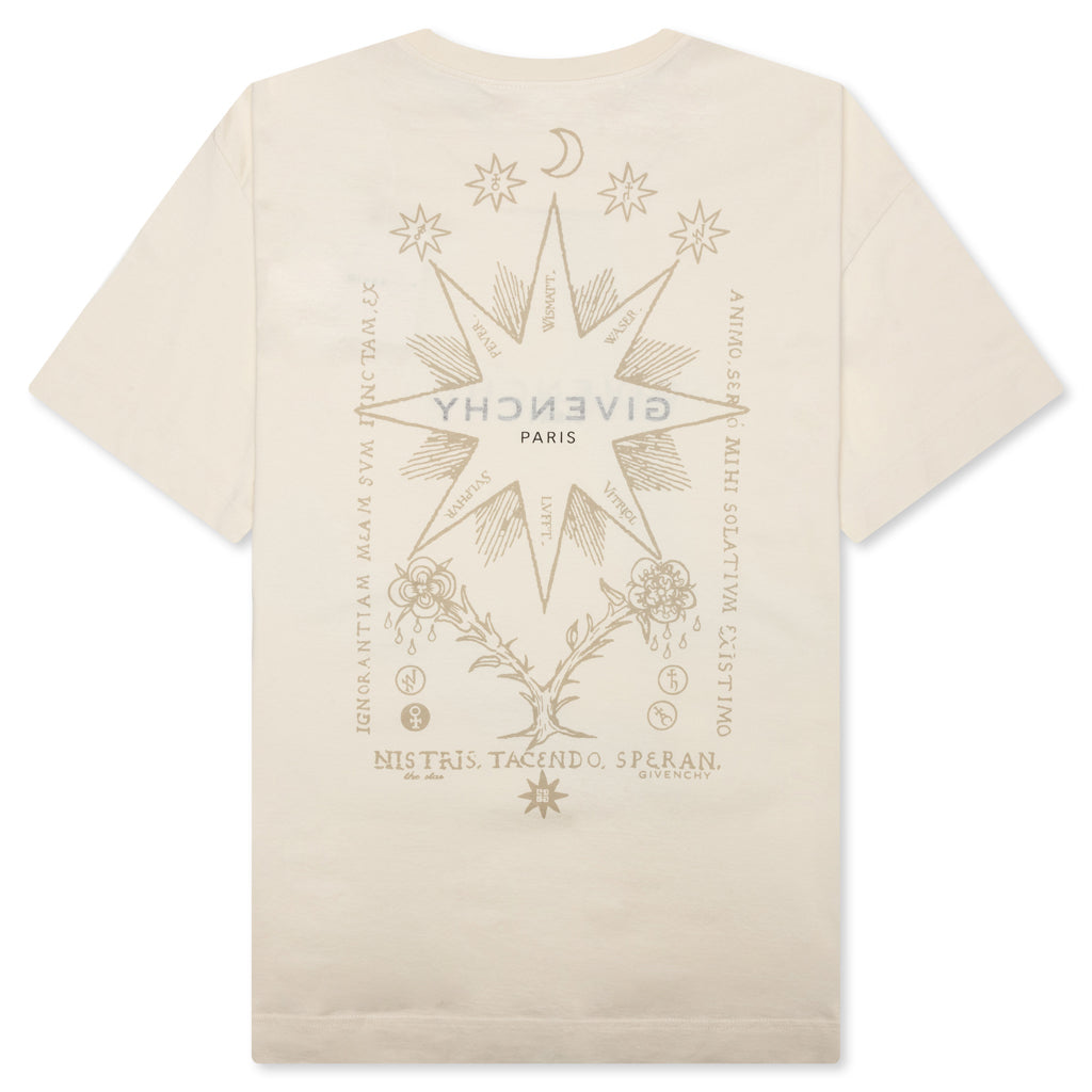 Reverse Cotton with Tarot Print T-Shirt - Ivory
