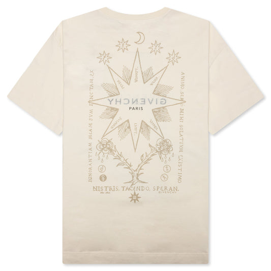 Reverse Cotton with Tarot Print T-Shirt - Ivory