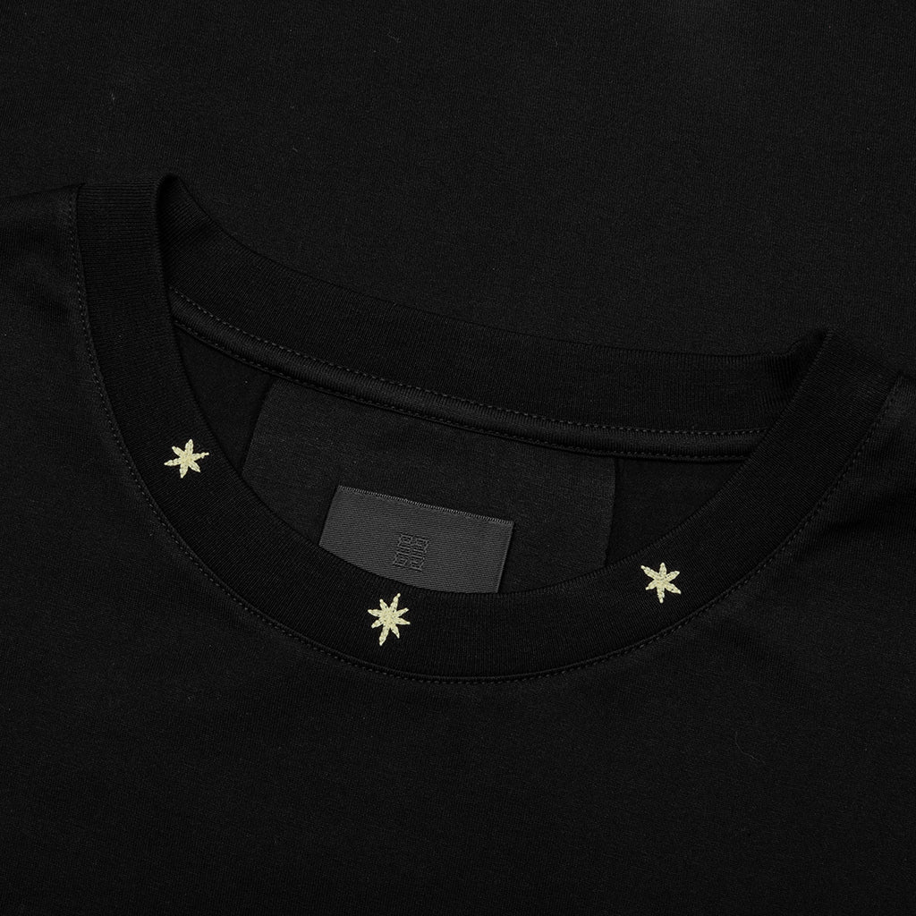Star Print Sleeveless Big Armhole T-Shirt - Black
