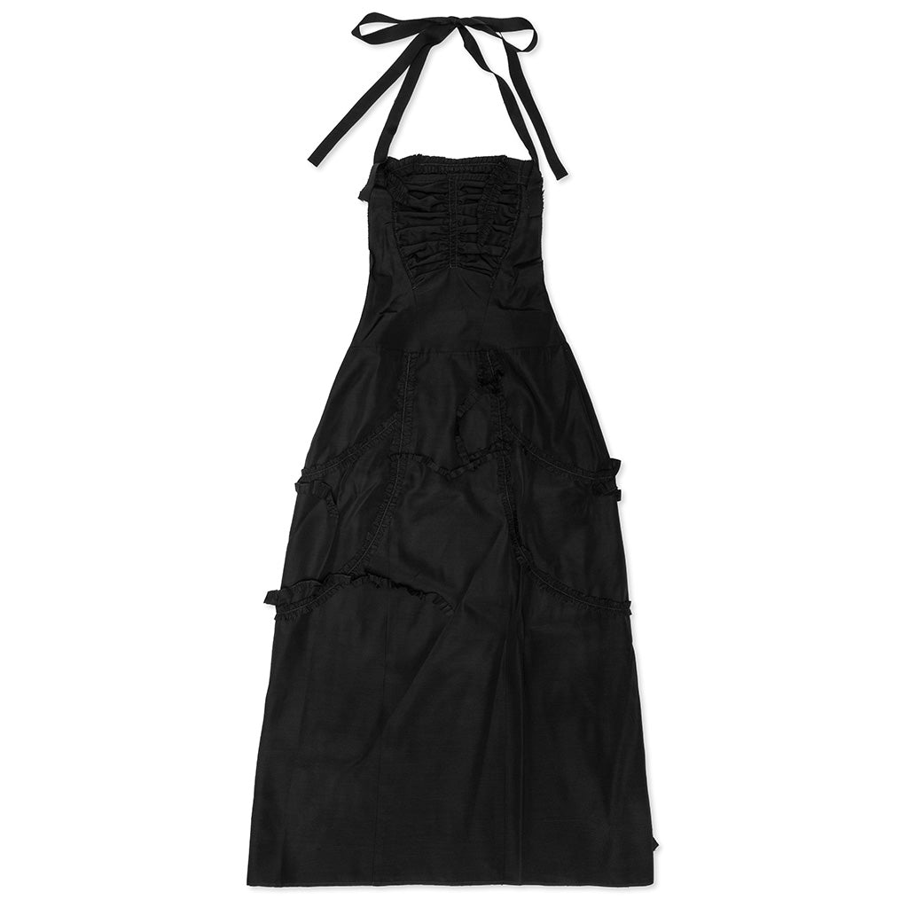 Silk Apron Stole Dress - Black