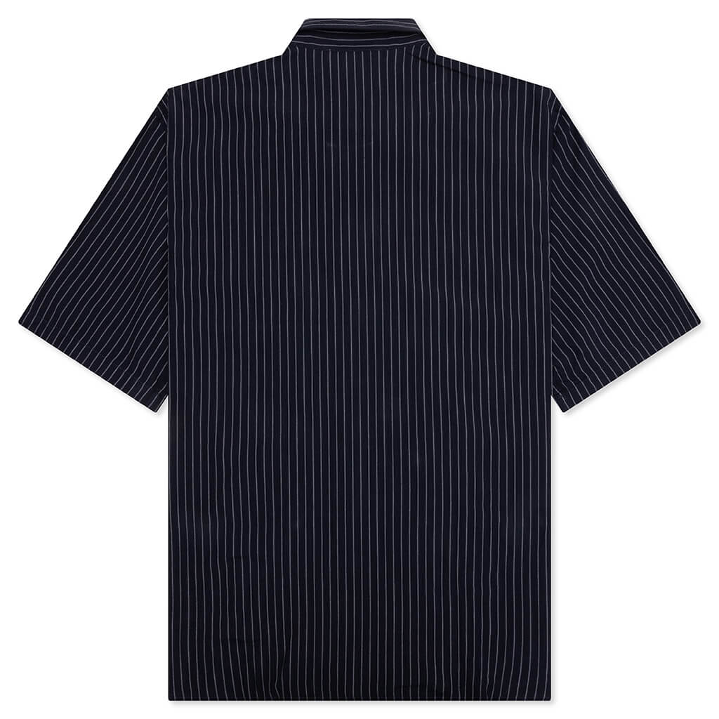 Stripe Button-Up Shirt - Navy/White