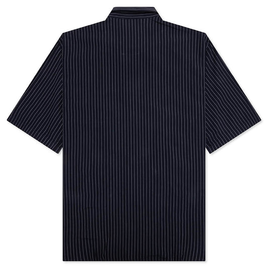 Stripe Button-Up Shirt - Navy/White