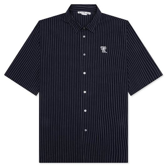 Stripe Button-Up Shirt - Navy/White