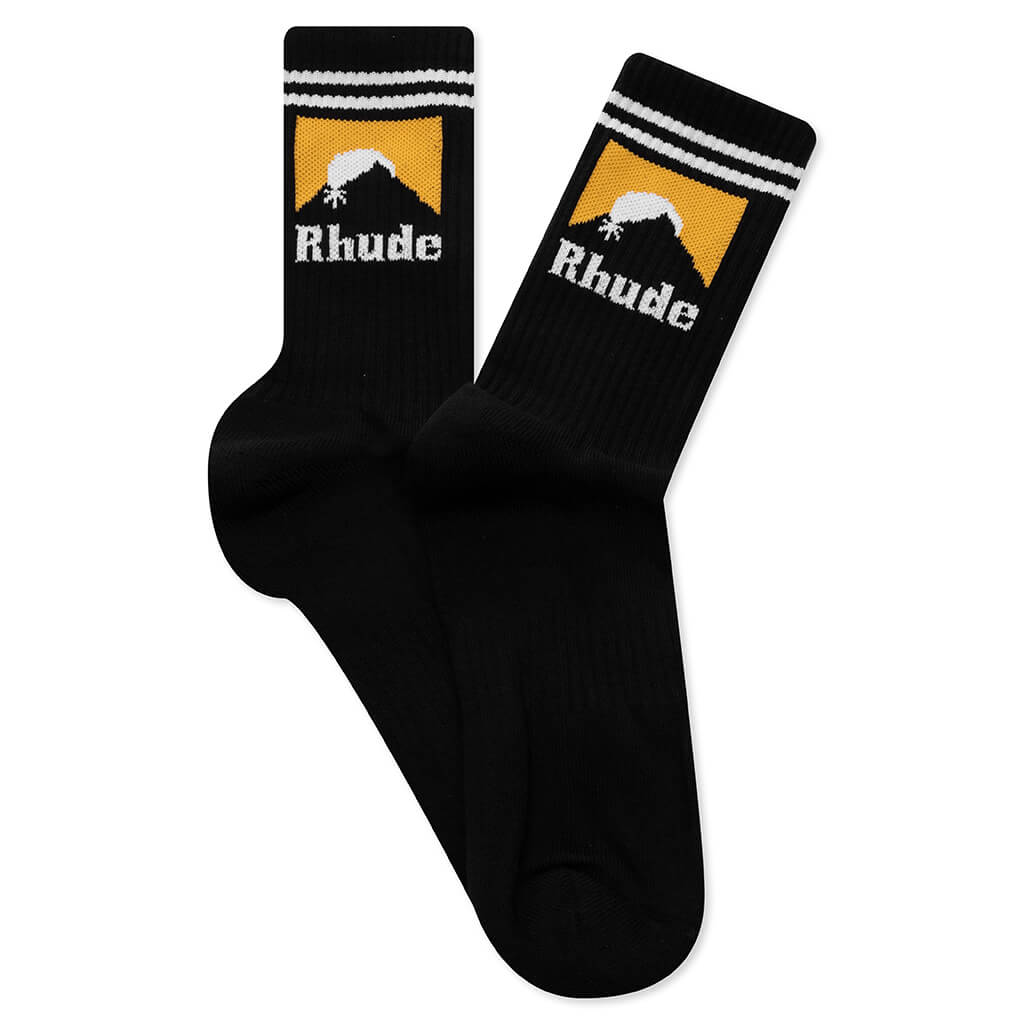 Striped Moonlight Sock - Black/White/Yellow
