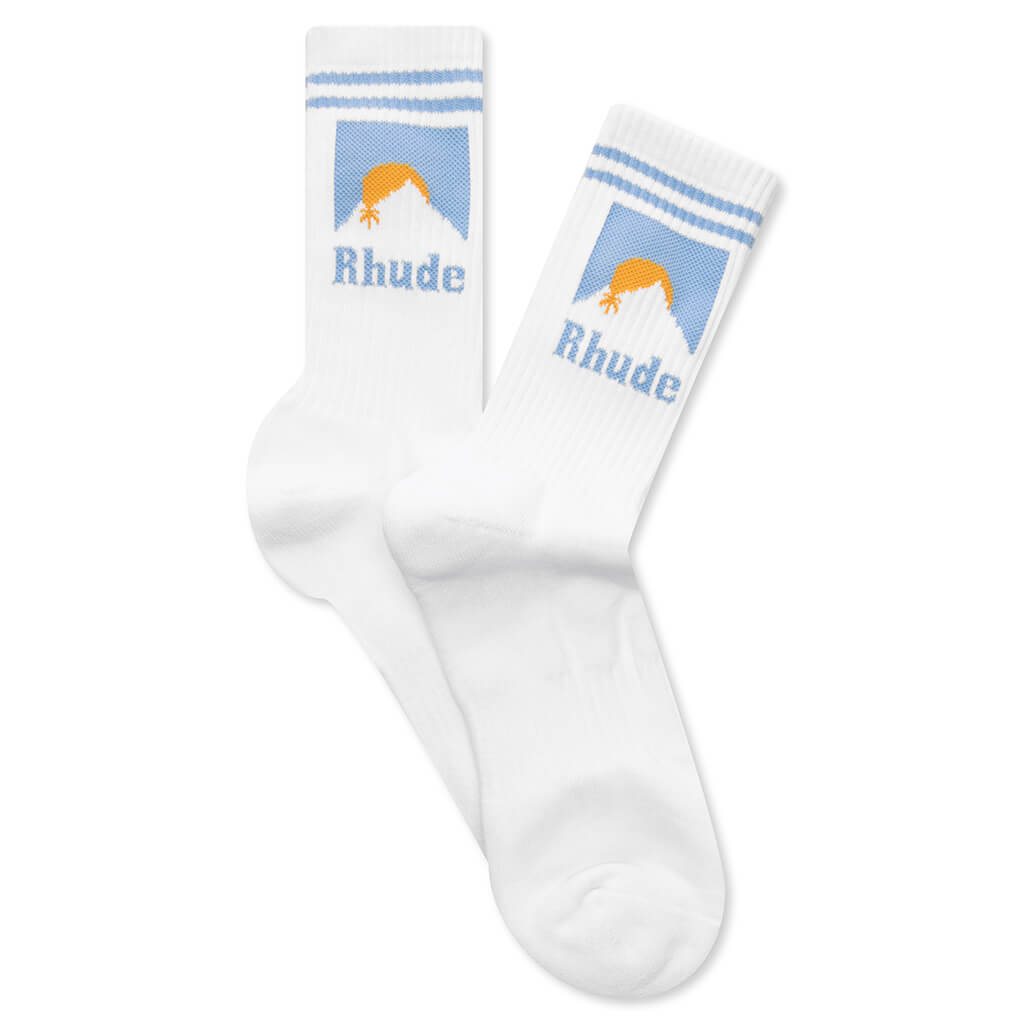 Striped Moonlight Sock - White/Blue/Yellow