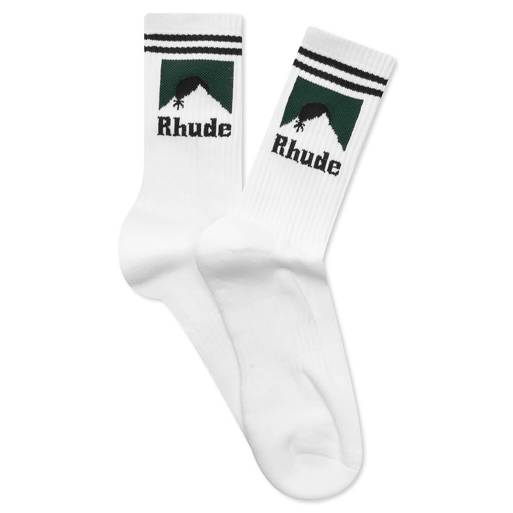 Striped Moonlight Sock - White/Navy/Green