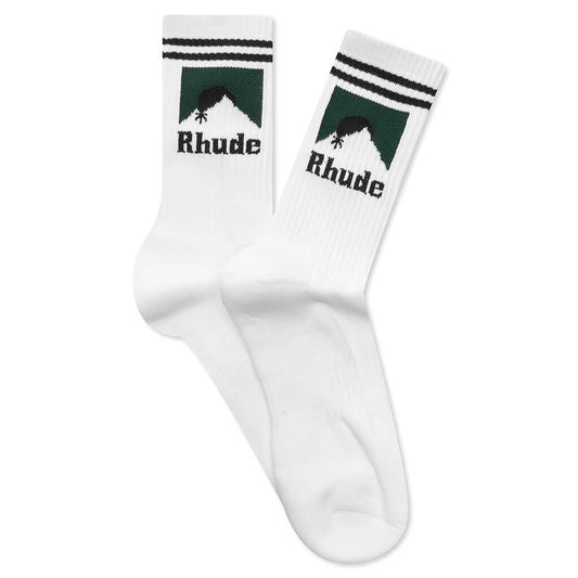 Striped Moonlight Sock - White/Navy/Green