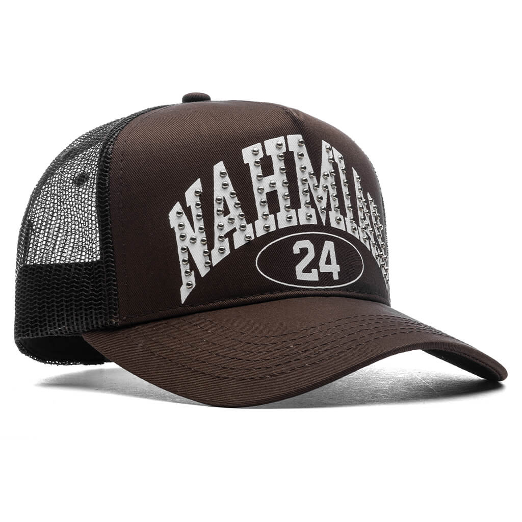 Studded Nahmias Marque Trucker Hat - Brown