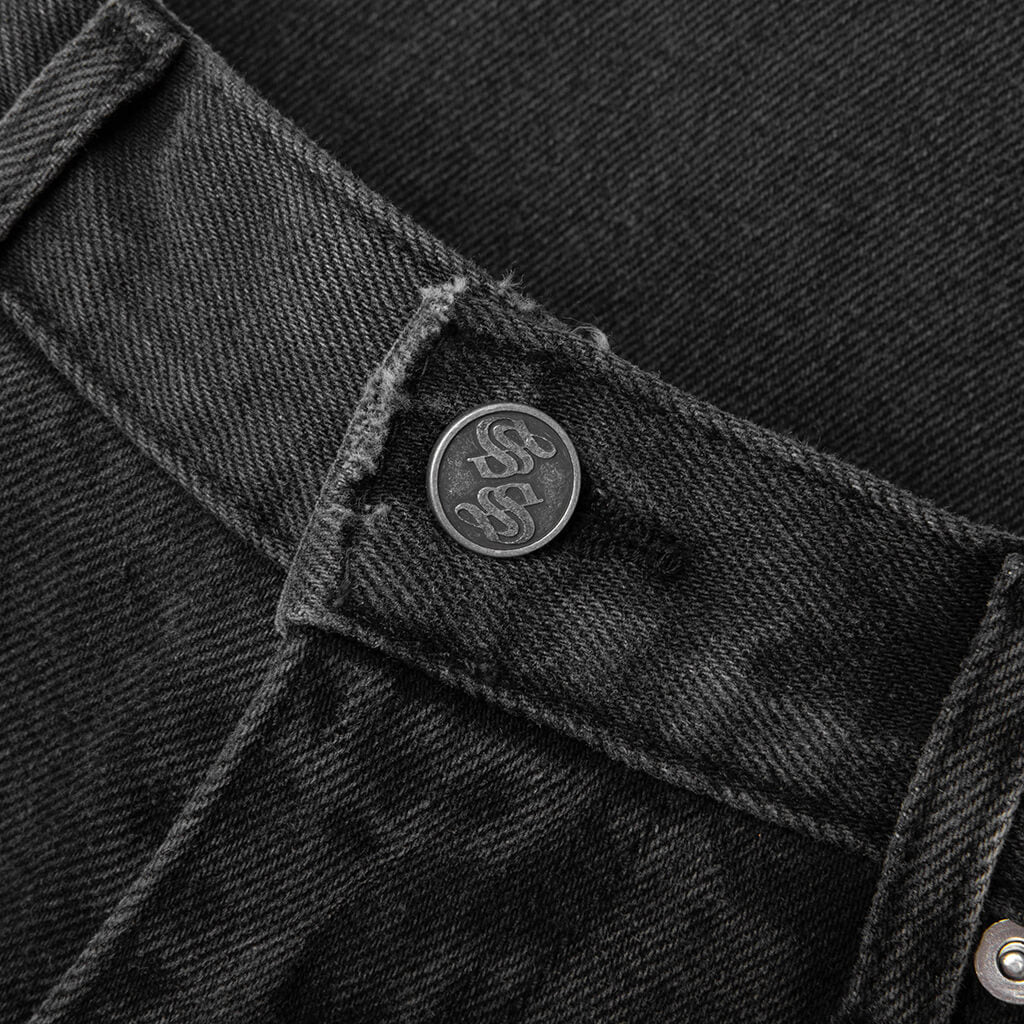 Studded Chopper Short - Washed Black