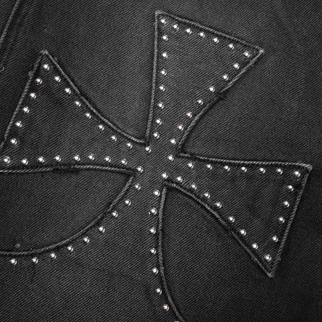 Studded Chopper Short - Washed Black