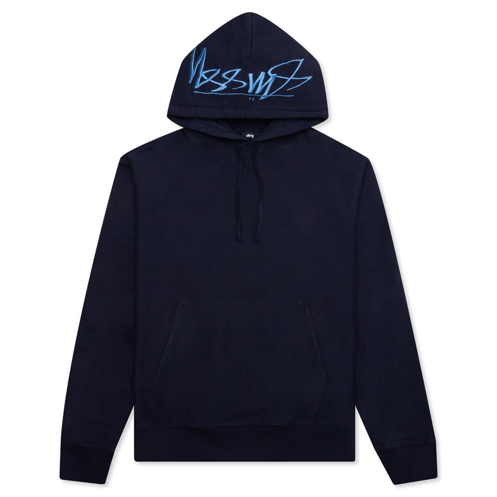 Back Hood Applique Hoodie - Navy