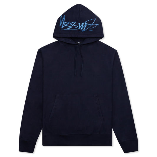 Back Hood Applique Hoodie - Navy