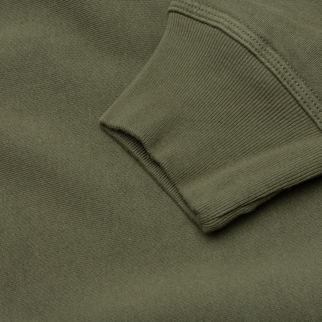 Back Hood Applique Hoodie - Olive