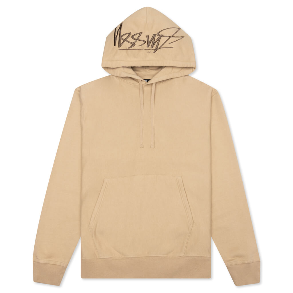 Back Hood Applique Hoodie - Beige