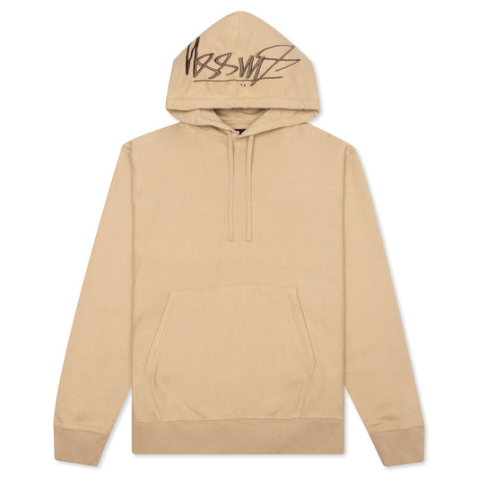 Back Hood Applique Hoodie - Beige