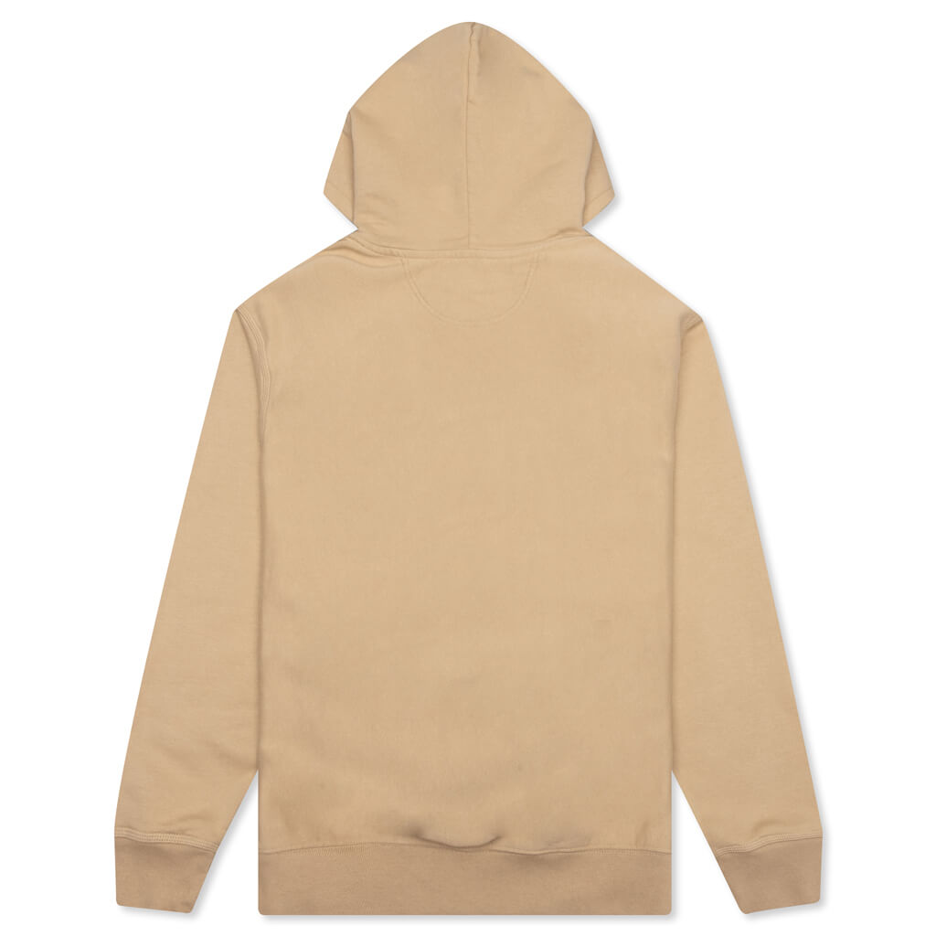 Back Hood Applique Hoodie - Beige