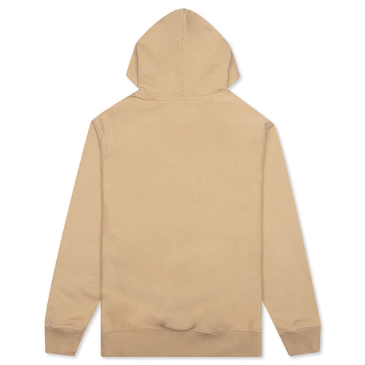 Back Hood Applique Hoodie - Beige