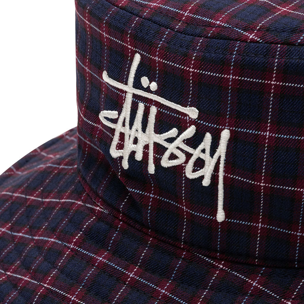 Basic Plaid Bucket Hat - Navy