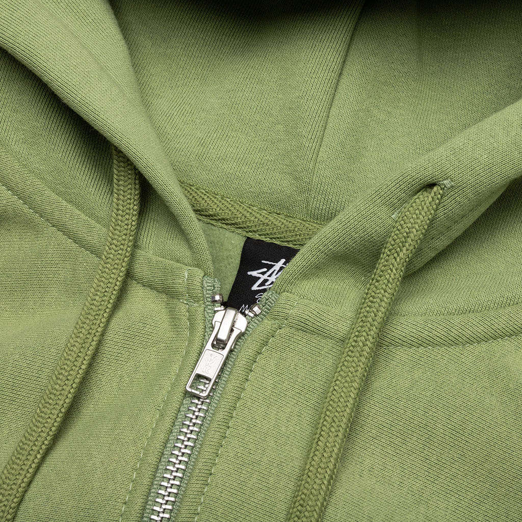 Basic Stussy Zip Hoodie - Moss