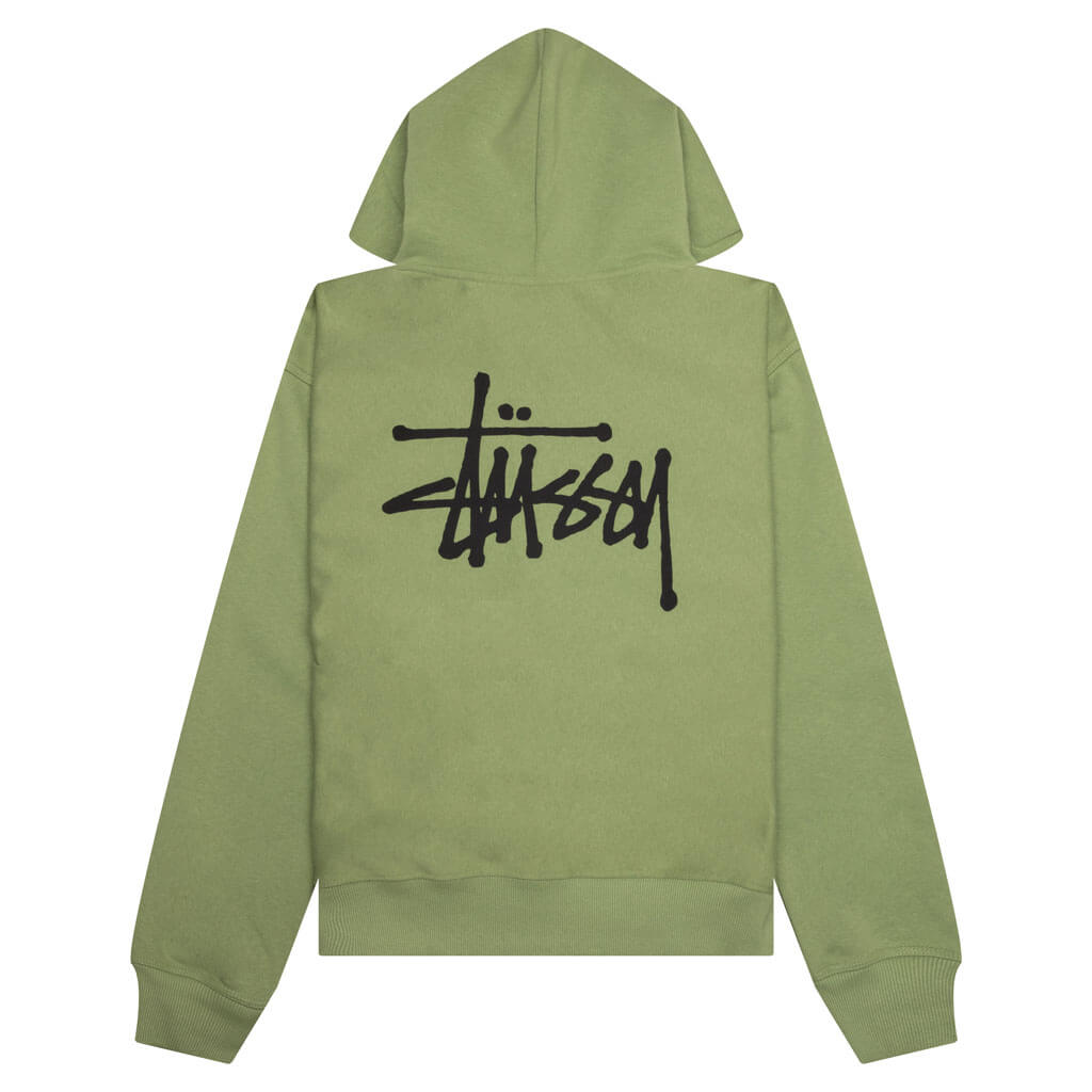 Basic Stussy Zip Hoodie - Moss