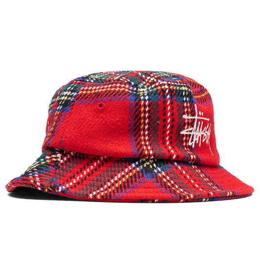 Big Logo Plaid Bucket Hat - Red